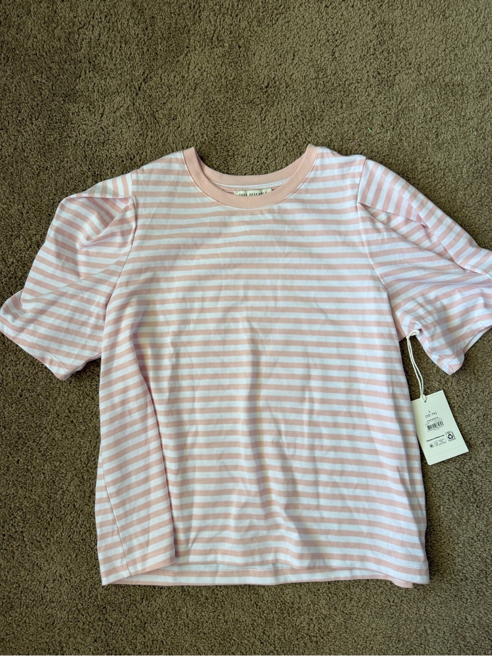 Free Assembly Pink & White Striped Tee
